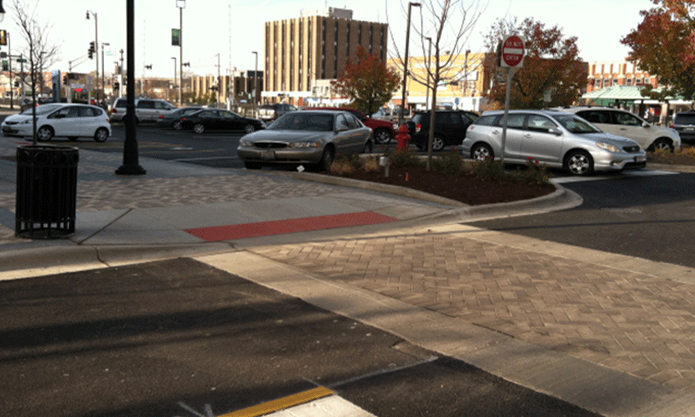 SpaceCo, photo of parking lot across street, walkway, city of des plaines streetscape improvements, des plaines streetscape picture #3 resized