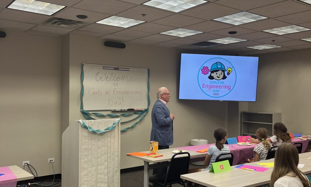 Engineer leading a Girls in Engineering event